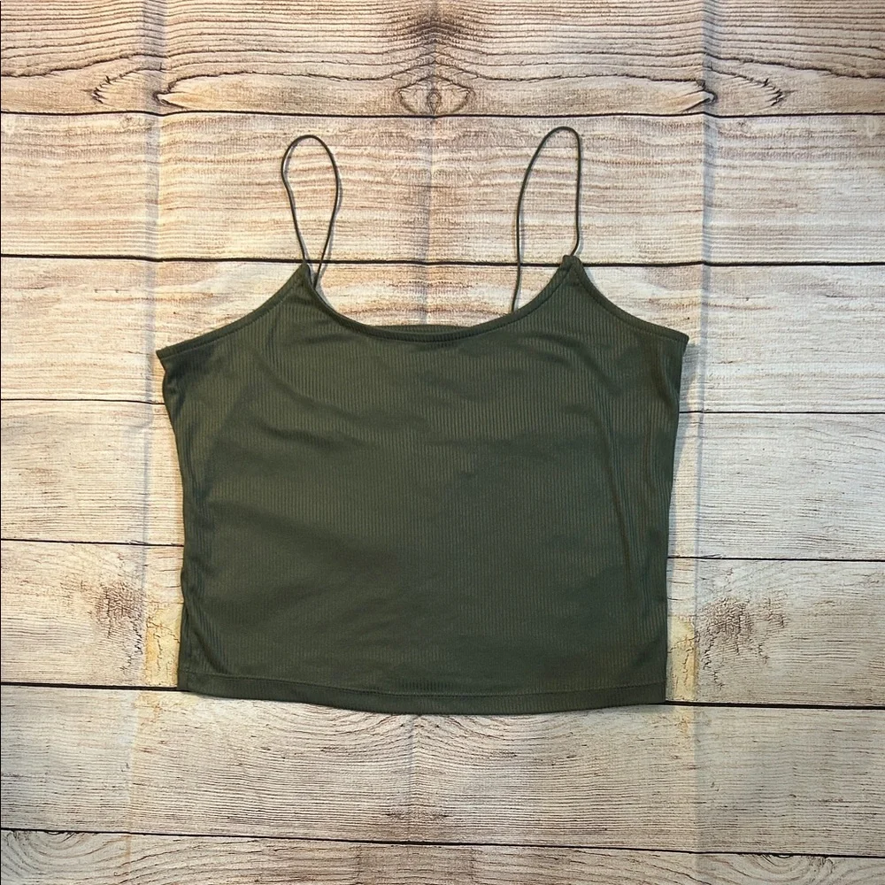 No Boundaries Olive Green Ribbed Camisole Tank - Picture 1 of 4